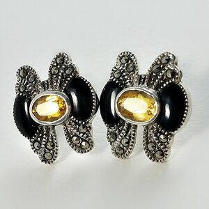 Multi Gemstone Earrings - Yellow Stone Earrings - Vintage Citrine Earrings